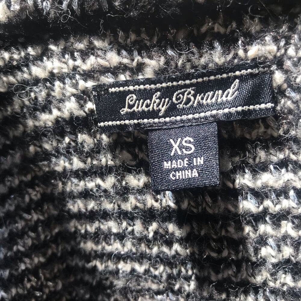 Lucky Brand Open Front Metallic Black White Cardigan Sweater Women's Size XS - Picture 5 of 6